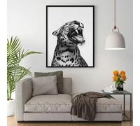 DAMAIART Pósteres de tigre en blanco y negro para pared, arte animal, impresiones en lienzo de arte moderno para decoración del hogar (60 x 85 cm/marco interior)