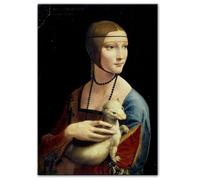 DAMAIART Reproducciones de pinturas en lienzo de La Dama del Armiño para pared, pósteres famosos para la decoración del hogar, sala de estar, 40 x 60 cm, marco interior