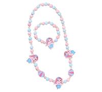 Damaiyyy Colgante Sirena Niñas Collar Pulsera Set, Niños Sirena Joyas de Madera Kit Collar de Cuentas de Madera Elásticas Sirena Princesa Beads Regalo para la Fiesta de Cumpleaños Pretender