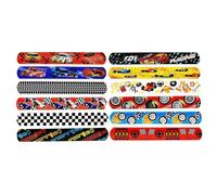 Damaiyyy Pulseras Slap,Slap Bracelets 12Pcs Coches de Carreras Niños Pulsera de Juguete Bofetada Banda de Pulsera Niñas Fiesta Cumpleaños de Infantil Rellenos de Bolsa de Fiesta