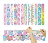 Damaiyyy Pulseras Slap,Slap Bracelets 12Pcs Unicornio Niños Pulsera de Juguete Bofetada Banda de Pulsera Niñas Fiesta Cumpleaños de Infantil Rellenos de Bolsa de Fiesta