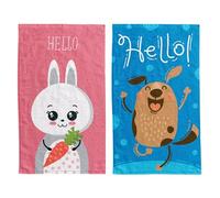 damaloo 2 toallas infantiles de 30 x 50 cm con diseño de conejos de algodón - Toalla de manos para niñas - Juego de toallas de invitados para perros - Toalla de cara pequeña - Toalla pequeña 30 x 50