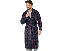 Damart Bata Thermolactyl a Cuadros Vestido de Dormitorio, Gris/Rojo Rayas, S para Hombre