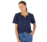 Damart - Camiseta bordada inglesa pura algodón, azul marino, 42-44