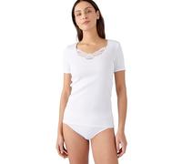 Damart Camiseta de Manga Corta de canalé Fino guipur Thermolactyl Blanc XXL Mujer