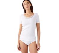 Damart Camiseta de Manga Corta de canalé Fino guipur Thermolactyl Ropa Interior, Blanco, L para Mujer