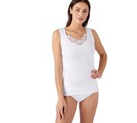 Damart Camiseta de Tirantes de canalé Fino con guipur Thermolactyl Blanco XL