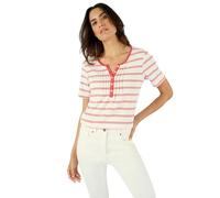 Damart - Camiseta fina costa pura de algodón para mujer, Rojo, diseño de rayas, 42-44