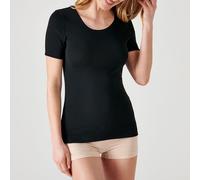 Damart Camiseta Thermolactyl de Manga Corta de canalé Fino Ropa Interior, Negro, XXL para Mujer