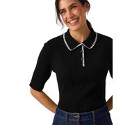 Damart Jersey Cuello Polo Malla Acanalada Mujer Negro, Negro , 42-44