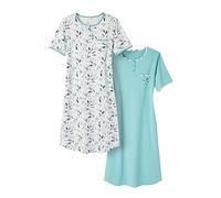 Damart - Juego de 2 Camisas de Noche de Jersey de Algodón Puro Peinados para Mujer, L