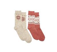 Damart Juego de 2 Pares de Calcetines de Punto de Lana Thermolactyl, Multicolor Copo Beige, 39 para Mujer