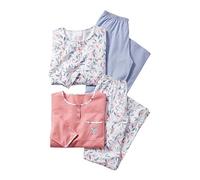 Damart - Juego de 2 pijamas de malla de jersey puro algodón peinado para mujer, Lote de follaje rosa, L