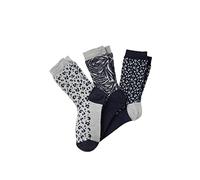 Damart Juego de 3 Pares de Calcetines Altos de Punto Jacquard de Lana y Thermolactyl, Lote Azul, 36 para Mujer