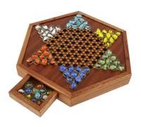 Damas chinas de madera 6 colores juego de damas chinas de madera bolas con cajón de almacenamiento para damas chinas de madera original diámetro 28 cm para juego de familia amigos