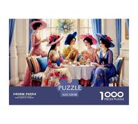 Damas Elegantes Té de la Tarde Puzzle de 1000 Piezas Papel Puzzle para Adultos Escena Social Clásica Atención Regalo Familiar Decoración Relajación 52x38cm/1000pcs 52x38cm/1000pcs