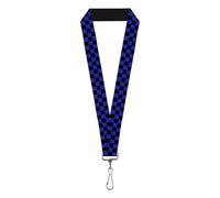 Damas Negro y azul bandera a cuadros plaid Lanyard