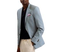 Damaskj - Americana Delgada de Lino y algodón, Azul Claro, XXL