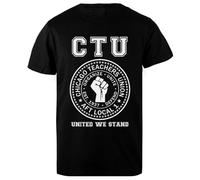 DAMBOTEE Apóyate con Chicago Camiseta de Cuello Redondo de Algodón Negro para Hombres Mens Black Cotton Crewneck T-Shirt