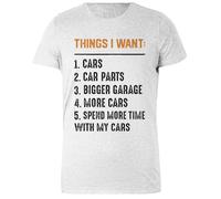 DAMBOTEE Cosas Que Quiero Coches Más Coches Mecánico Camiseta de Cuello Redondo de Algodón Gris para Mujeres Womens Grey Cotton Crewneck T-Shirt