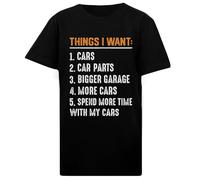DAMBOTEE Cosas Que Quiero Coches Más Coches Mecánico Camiseta de Cuello Redondo de Algodón Negro para Niños Kids Black Cotton Crewneck T-Shirt
