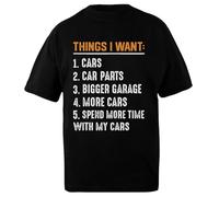 DAMBOTEE Cosas Que Quiero Coches Más Coches Mecánico Camiseta Oversized de Algodón Negro Unisex Unisex Black Cotton Oversized T-Shirt
