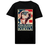 DAMBOTEE Dama Perro Sin Hijos Kamala Harris Presidenta 2024 Camiseta de Cuello Redondo de Algodón Negro para Niños Kids Black Cotton Crewneck T-Shirt