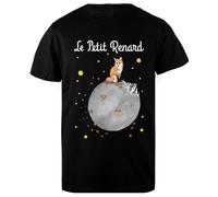 DAMBOTEE El Petit Renard Camiseta de Cuello Redondo de Algodón Negro para Hombres Mens Black Cotton Crewneck T-Shirt
