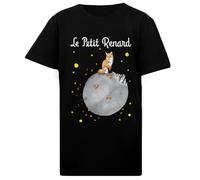 DAMBOTEE El Petit Renard Camiseta de Cuello Redondo de Algodón Negro para Niños Kids Black Cotton Crewneck T-Shirt