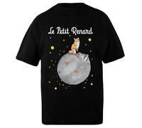 DAMBOTEE El Petit Renard Camiseta Oversized de Algodón Negro Unisex Unisex Black Cotton Oversized T-Shirt