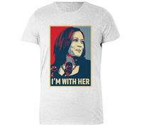 DAMBOTEE Estoy con Ella Kamala Harris Vota para 2024 Camiseta de Cuello Redondo de Algodón Gris para Mujeres Womens Grey Cotton Crewneck T-Shirt