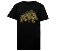 DAMBOTEE Guerra de Jabalíes Camiseta de Cuello Redondo de Algodón Negro para Niños Kids Black Cotton Crewneck T-Shirt