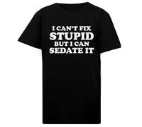 DAMBOTEE No Puedo Arreglar a los Estúpidos, Pero Puedo Sedarlos Camiseta de Cuello Redondo de Algodón Negro para Niños Kids Black Cotton Crewneck T-Shirt