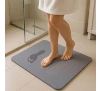 DAMDAM GO Alfombra de Diatomita 39x60cm Gris, Roca Natural Porosa, Ligera y Rígida, Ultra Absorbente, Antideslizante, Higiénica, Contemporánea y Fácil de Limpiar