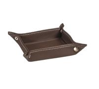 DAMDAM GO - Bandeja Vaciabolsillos para Dejar Llaves Monedas, Bandeja Polipiel, Plegable Cuadrado Práctica de Almacenamiento - Marron