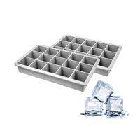 DAMDAM GO | Cubitera de Silicona de Hielo,Cubos de Hielo Forma Cuadrada, Bandeja Hielera de Fácil Extracción, Color Gris, Pack 2 (Hielo Cuadrado)