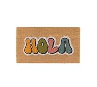 DAMDAM GO Felpudo Fibra de Coco 70x40cm Antideslizantes - Alfombras Originales para la Entrada a Casa, Pasillos, Puertas de Exterior -(Hola)