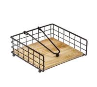 DAMDAM GO | Servilletero Madera Metal Negro para Cocina 19 x 19 x 7 cm (Modelo C)