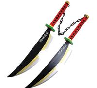 damdos Hallween Props - Espadas gemelas Kimetsu No Yaiba Tengen Uzui de 32 Pulgadas para Cosplay, Arma de Regalo de cumpleaños (Juegos de 2 Piezas)