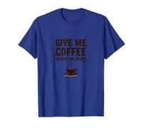 Dame café o Dame la Muerte Divertido Adicto a la cafeína Camiseta, Hombre, Azul Real, 3XL
