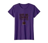 Dame café o Dame la Muerte Divertido Adicto a la cafeína Camiseta, Mujer, Morado, XL