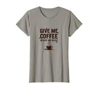 Dame café o Dame la Muerte Divertido Adicto a la cafeína Camiseta, Mujer, Pizarra, XS