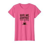 Dame café o Dame la Muerte Divertido Adicto a la cafeína Camiseta, Mujer, Rosa Jaspeado, L