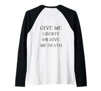 Dame Libertad o Dame la Muerte con Fuente Negra Vintage Camiseta Manga Raglan