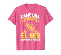 Dame Una Cana De Pescar El Rey Humor Deporte Pescador Regalo Camiseta, Hombre, Rosa Jaspeado, M