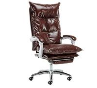 DameCo Silla de oficina reclinable de cuero, respaldo giratorio, silla ejecutiva, silla de computadora, silla de juego (color: cuero encerado al aceite, negro) interesante