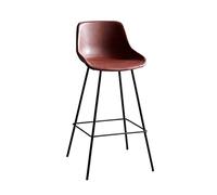 DameCo Taburete con Forma de Silla de Montar, Color Naranja/Gris/Rojo/marrón/Verde, taburetes de Bar de diseño Moderno, Asiento de Cuero y Patas de Metal Negro, taburetes Altos para Cocina y Desayuno