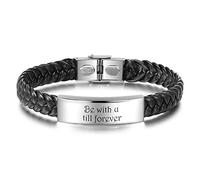 DaMei Personalizados Pulseras de Cuero con Familia Pareja Nombres Coordinar Grabado Brazalete Acero inoxidable Hombre Mujer Pulsera Ideas Regalo para BFF da Cumpleaños (Black)