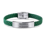 DaMei Personalizados Pulseras para Hombre Cuero con Familia Pareja Nombres Coordinar Grabado Brazalete Acero Inoxidable Hombre Mujer Pulsera Ideas Regalo para BFF da Cumpleaños (Green)