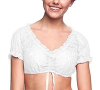 Damen 1pc Bügel Dessous Spitzenweste Damen Elegante Dirndlbluse schwarze Dirndlbluse Spitzenbluse für Oktoberfest Dessous, Blanco, L